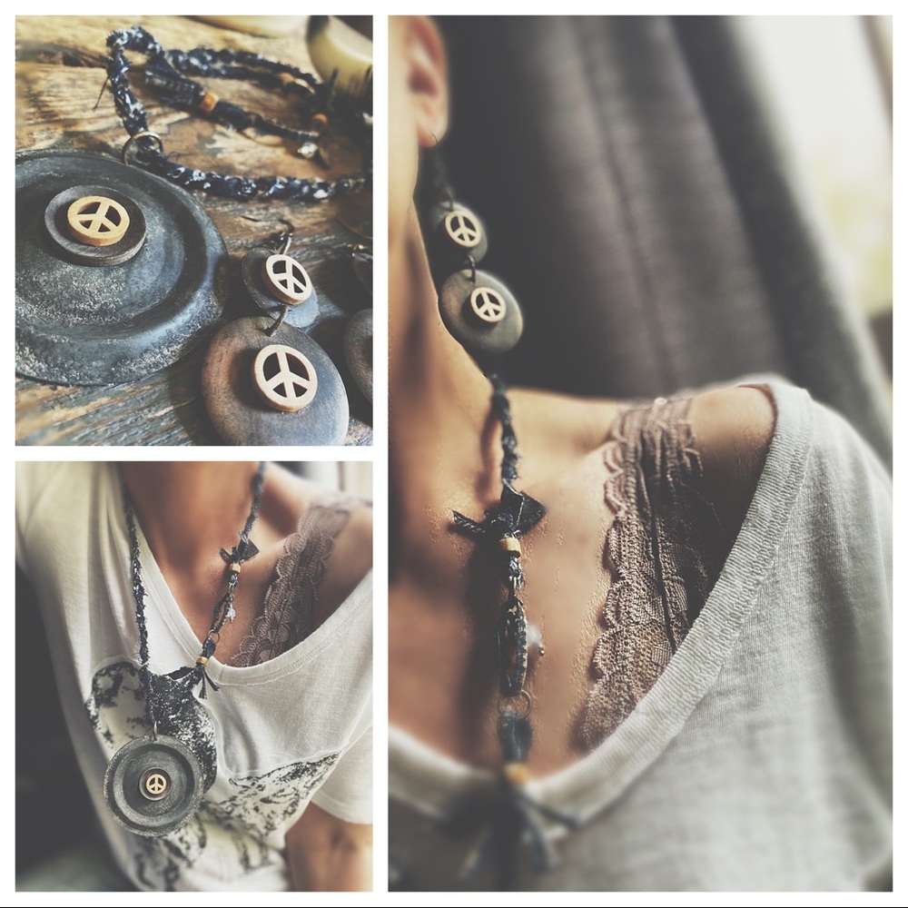 Keep The Peace Necklace & Earrings ☮️
